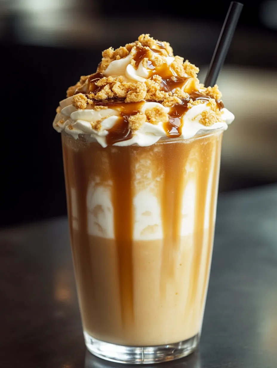 Un vaso de salsa de caramelo con nata montada.
