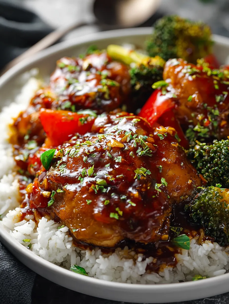 Un plato con arroz, brócoli y pollo.