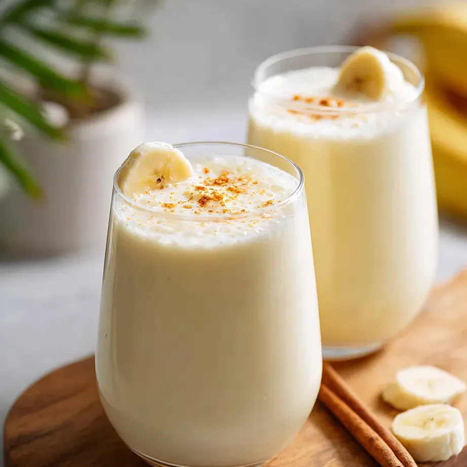 Dos vasos con leche de banana.