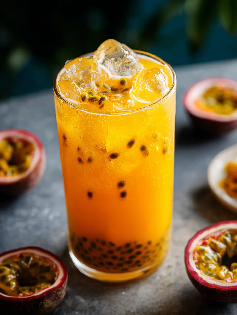 Un vaso de zumo de naranja con una rodaja de limón dentro.