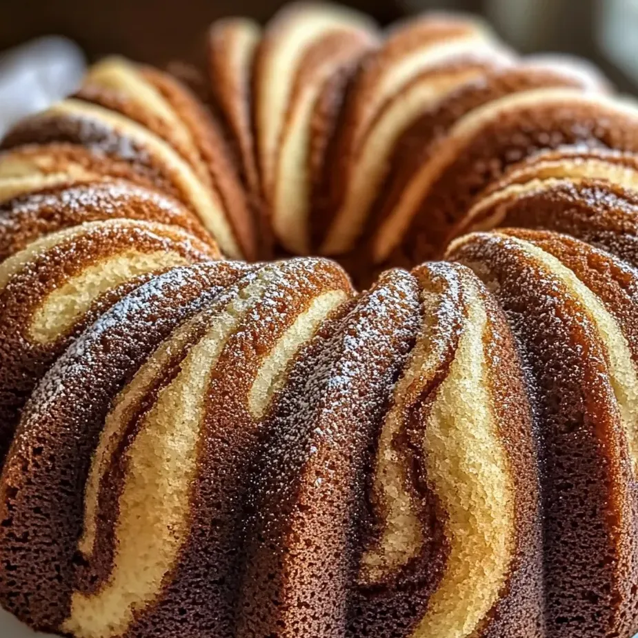 Una torta con franjas marrones y blancas.