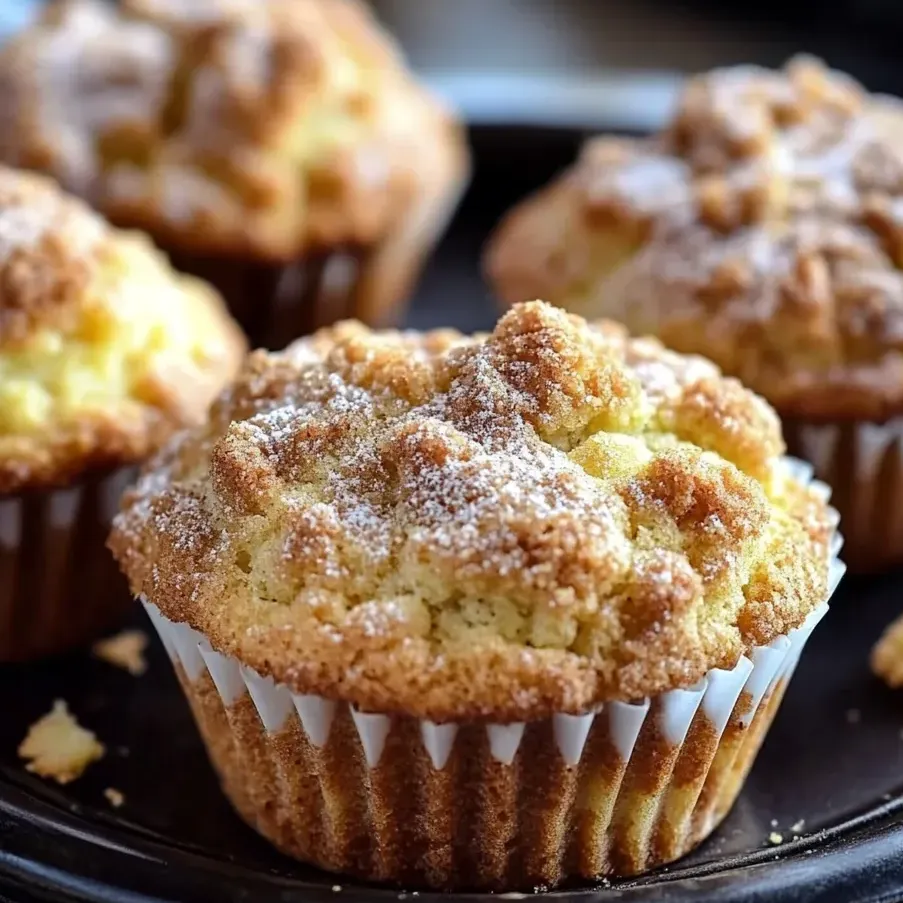 Un muffin con azúcar glas por encima.