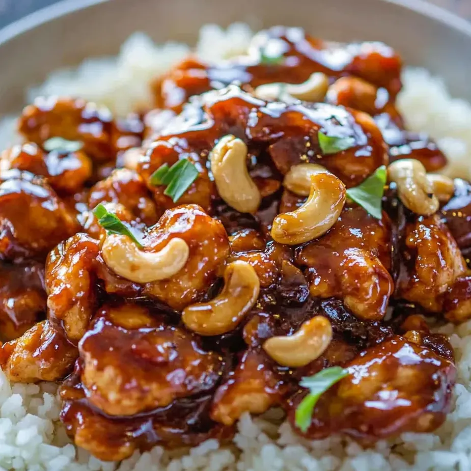 Un tazón de pollo con arroz.