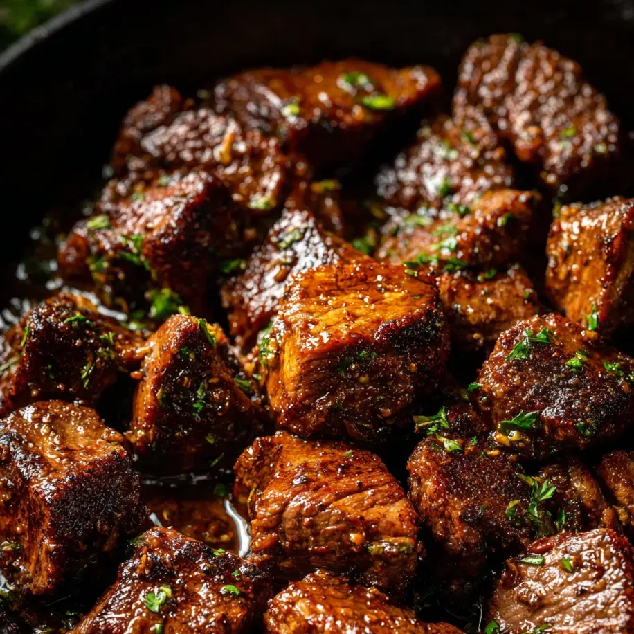 Acercamiento a una sartén con carne.