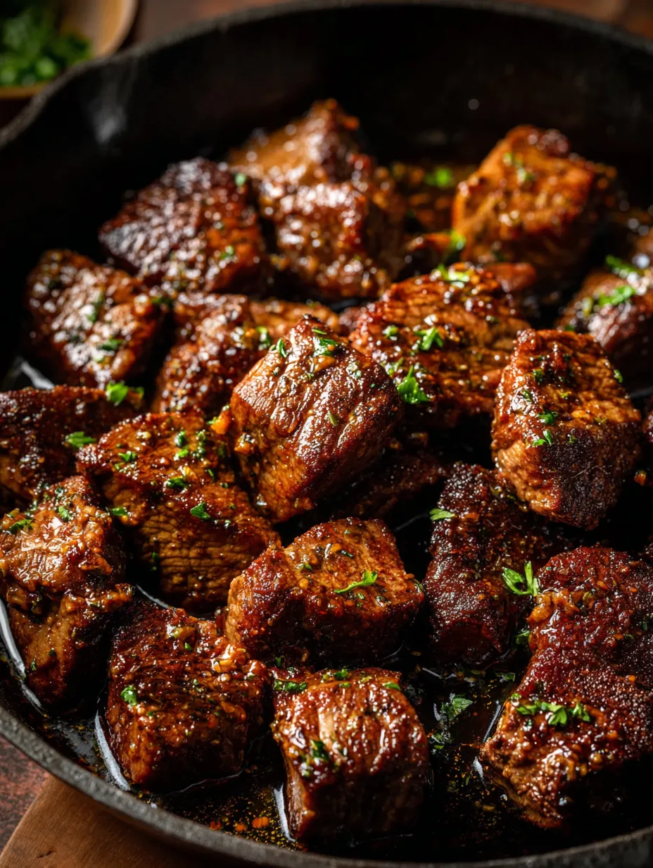 Una sartén con carne y hierbas verdes encima.