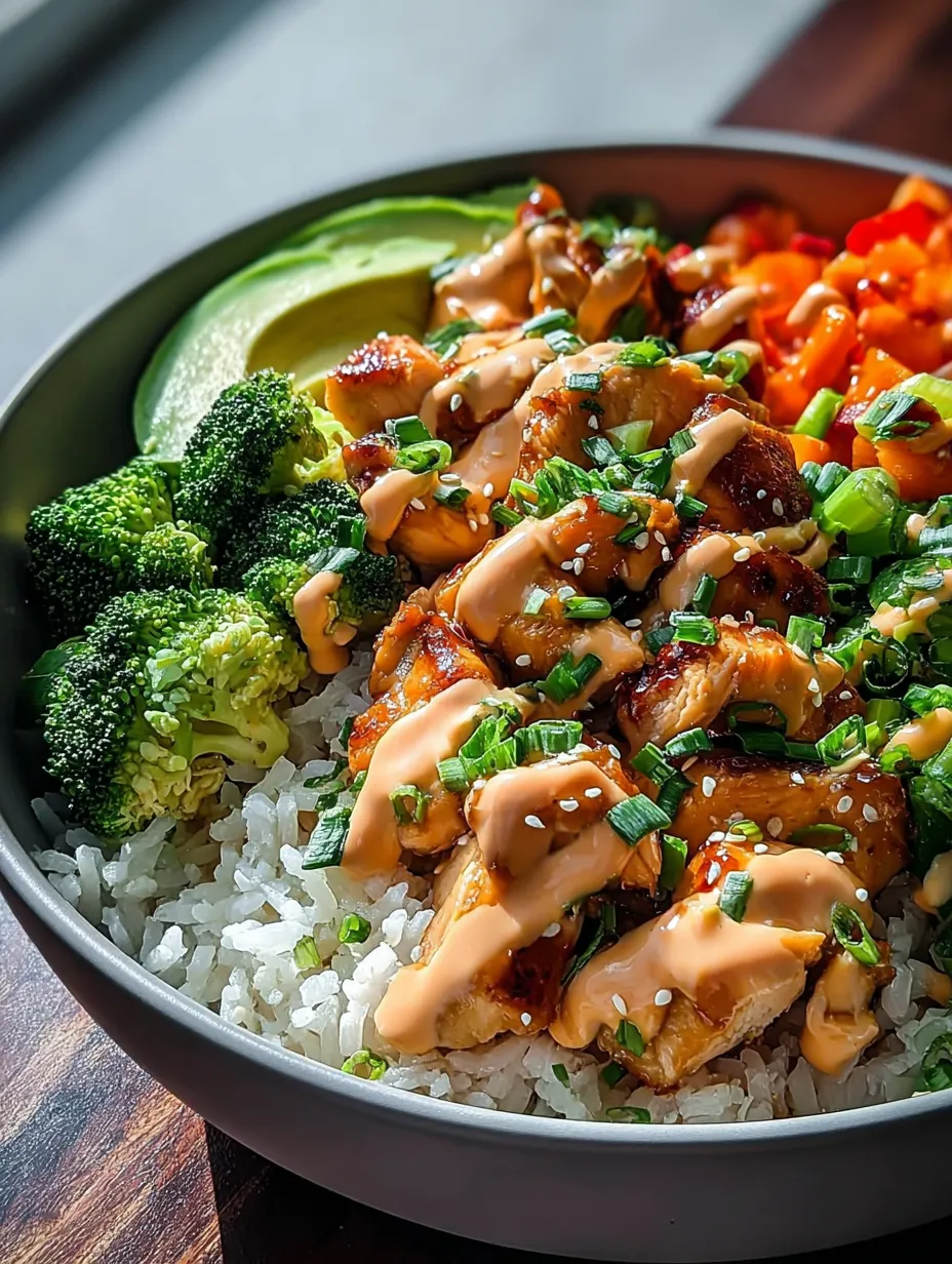 Un bol que lleva arroz, brócoli y pollo.