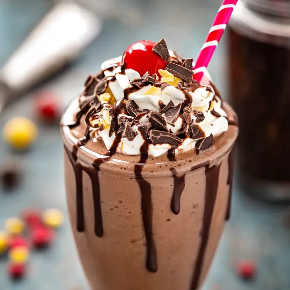 Batido de chocolate con una cereza arriba.