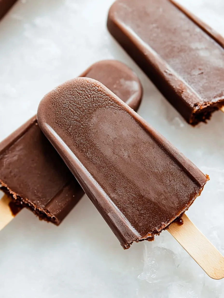 Paletas heladas de chocolate en palito.