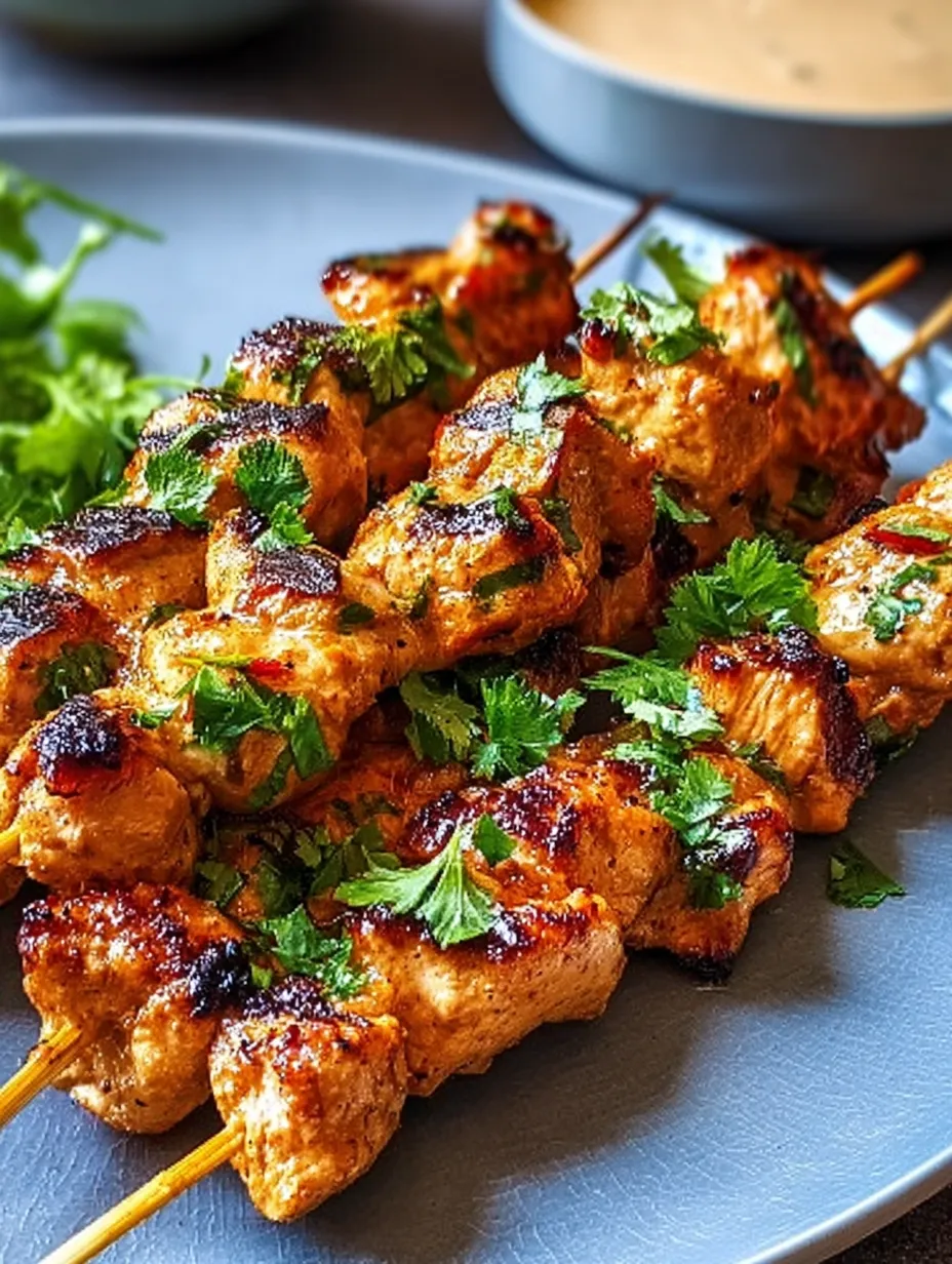 Un plato de brochetas de carne con verdes y rojos por encima.