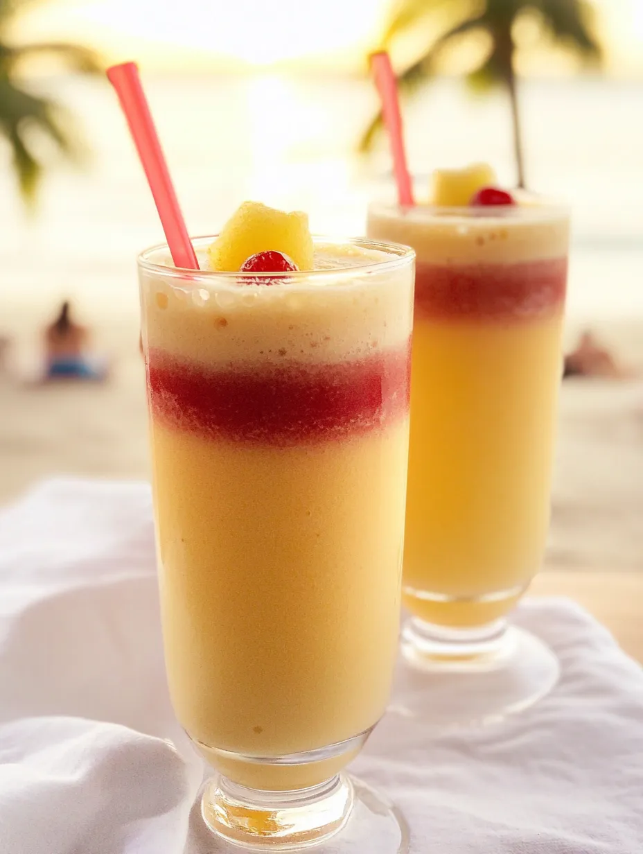 Dos vasos de jugo de piña con popote.