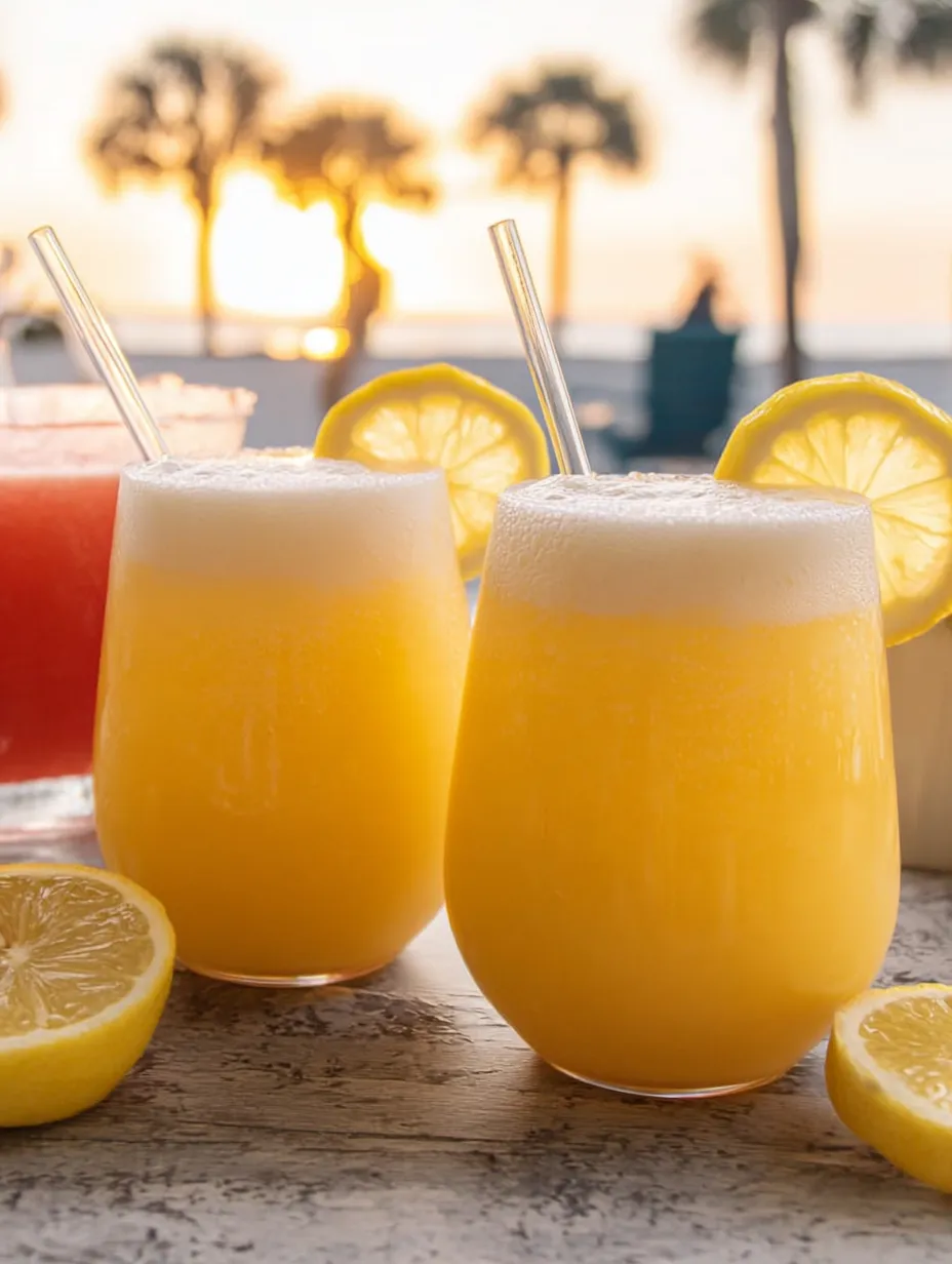 Tres vasos de limonada sobre la mesa.
