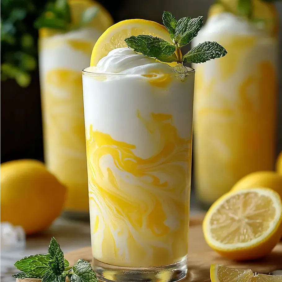 Un vaso de limonada con una rodaja de limón.