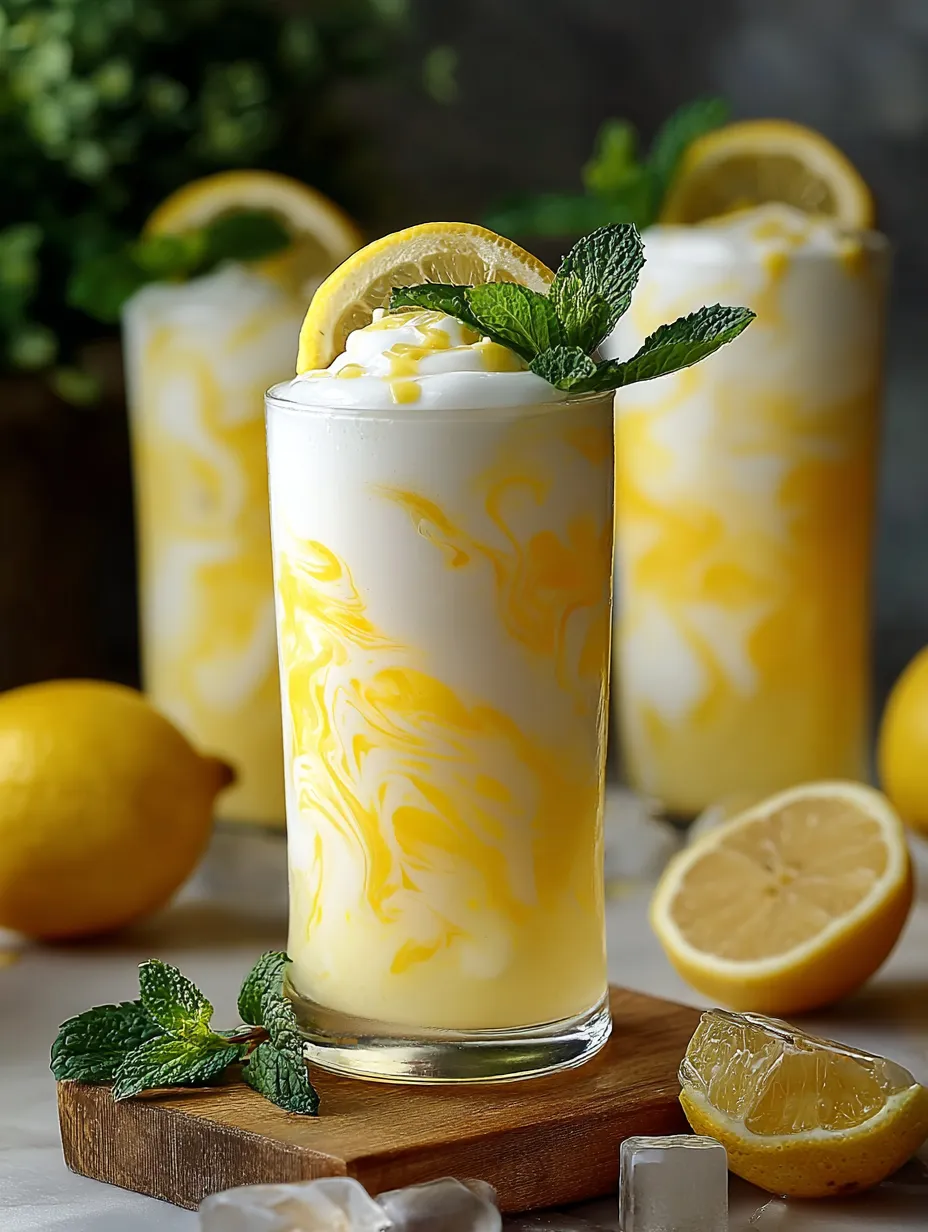 Un vaso de limonada con rodajas de limón.