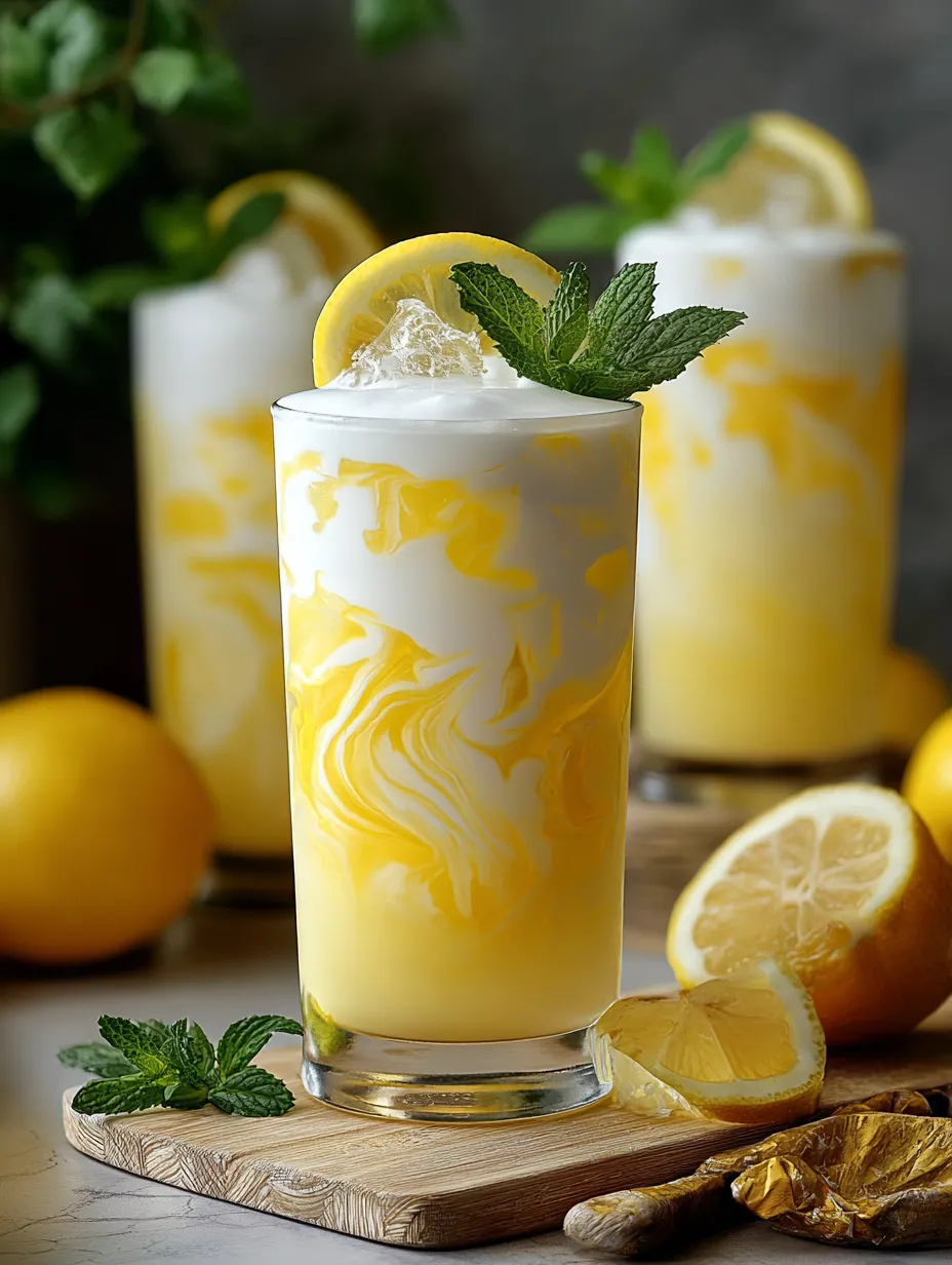 Un vaso de limonada con rodajas de limón.