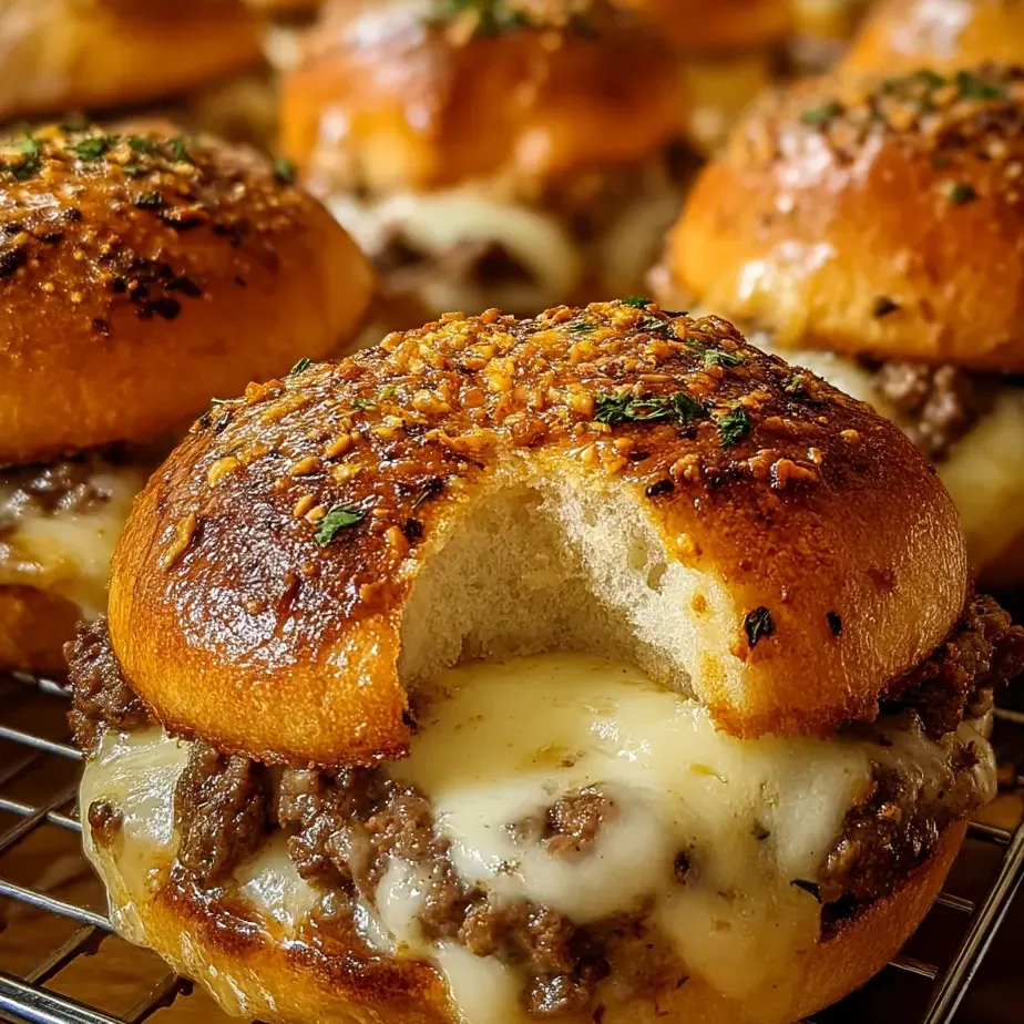 Acercamiento a un sándwich relleno con carne y queso.
