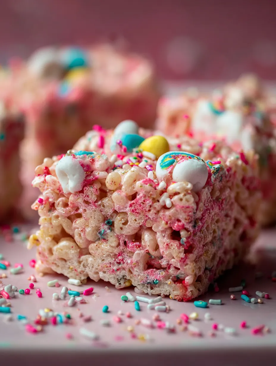 Un close-up de una barra dulce con malvaviscos y dulces.