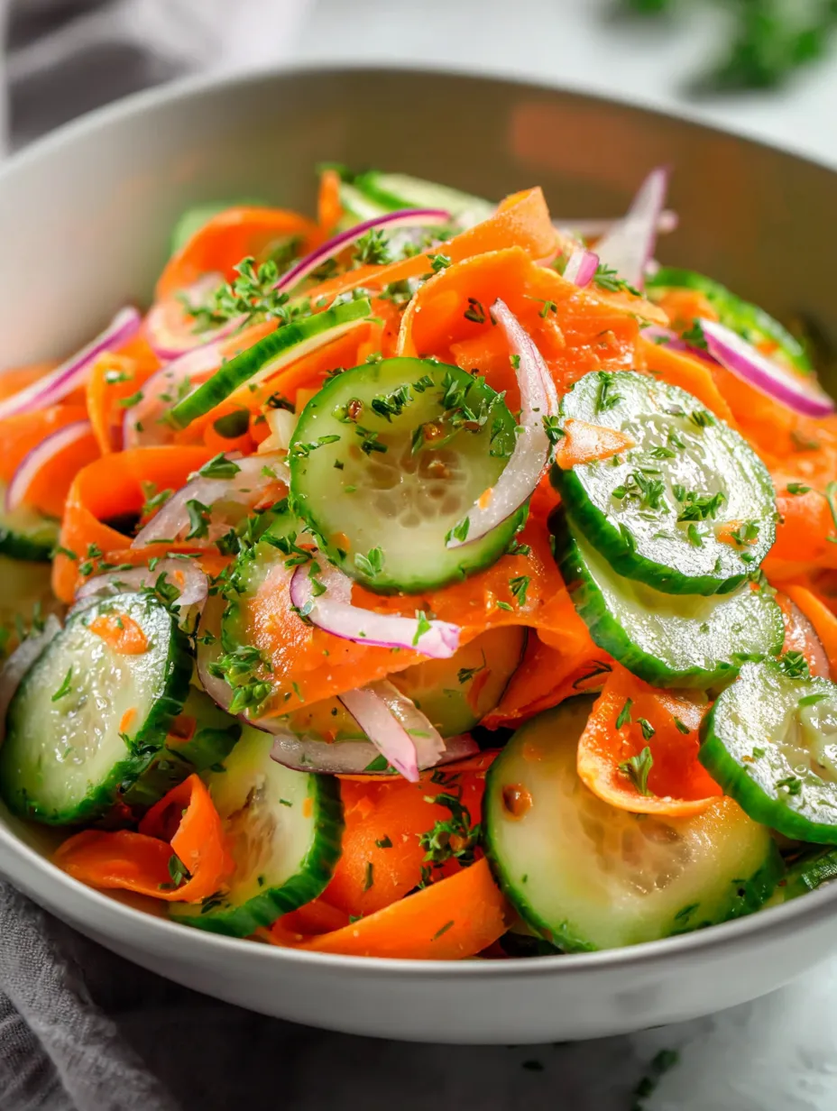 Un bol con verduras, incluyendo zanahorias y pepinos.