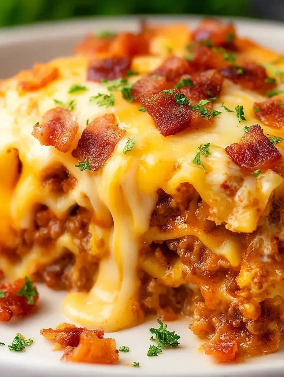 Plato servido con queso y tocino.