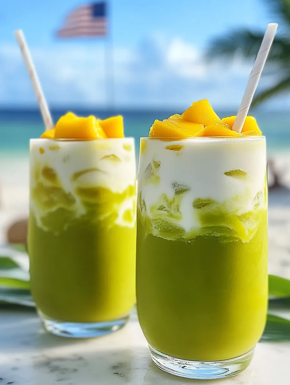 Dos vasos de smoothie verde.
