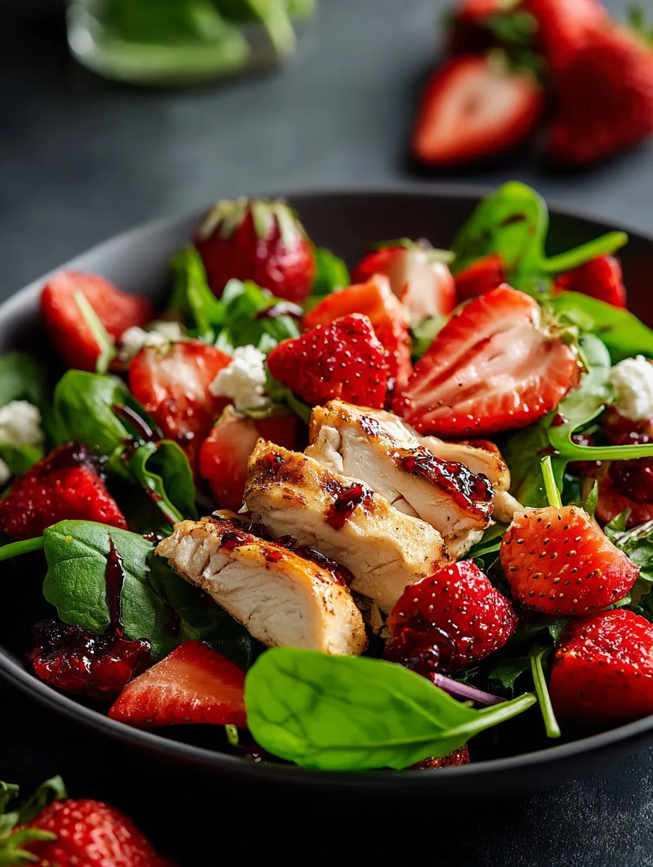 Un bol de fresas con pollo.