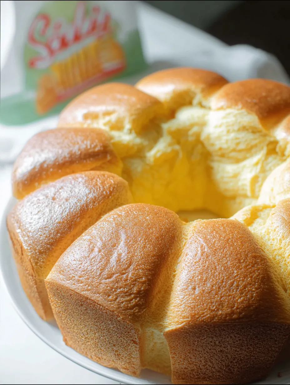 Un pan con relleno amarillo.