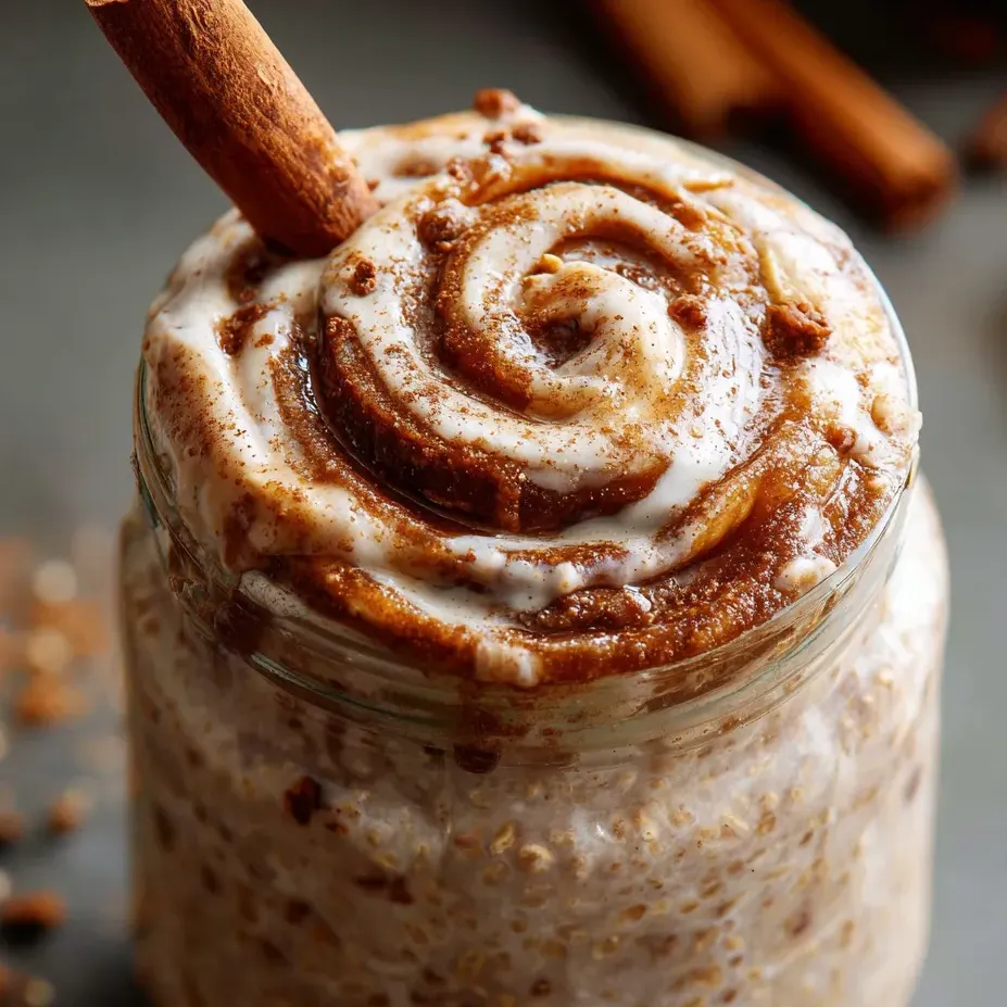 Un frasco de vidrio lleno de postre cremoso.