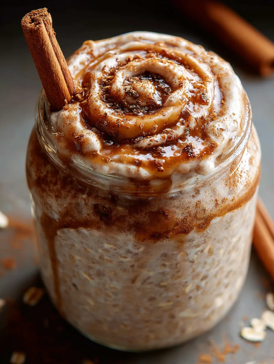 Un frasco con avena y un palito de canela adentro.