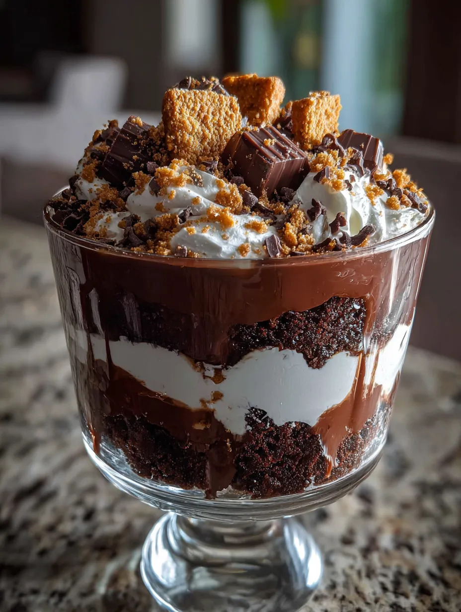 Un vaso con pastel de chocolate y crema blanca.