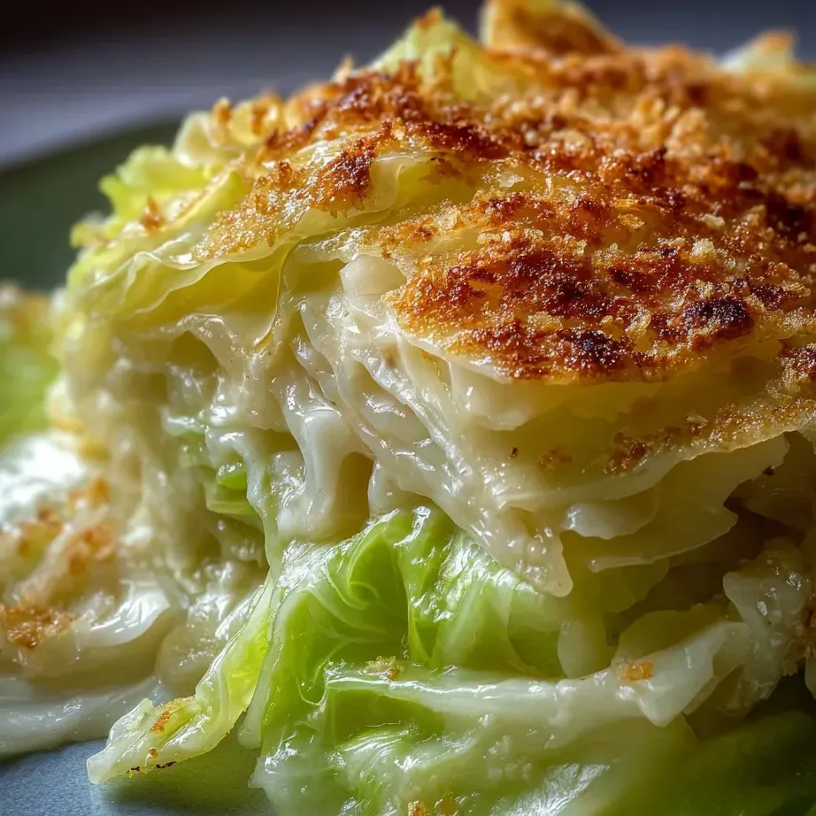 Un plato servido con col gratinada y brócoli.