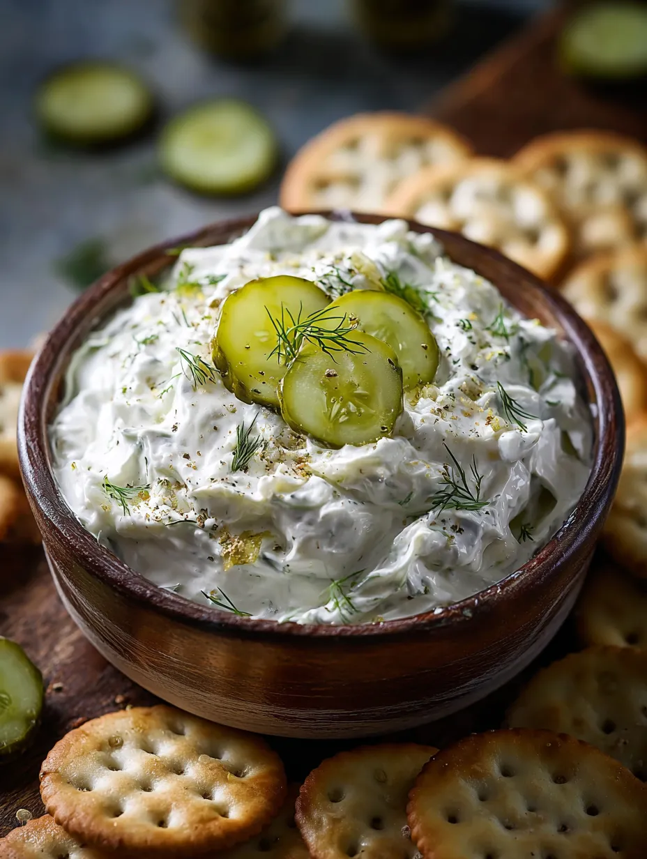 Un cuenco con dip de pepino y galletas saladas.