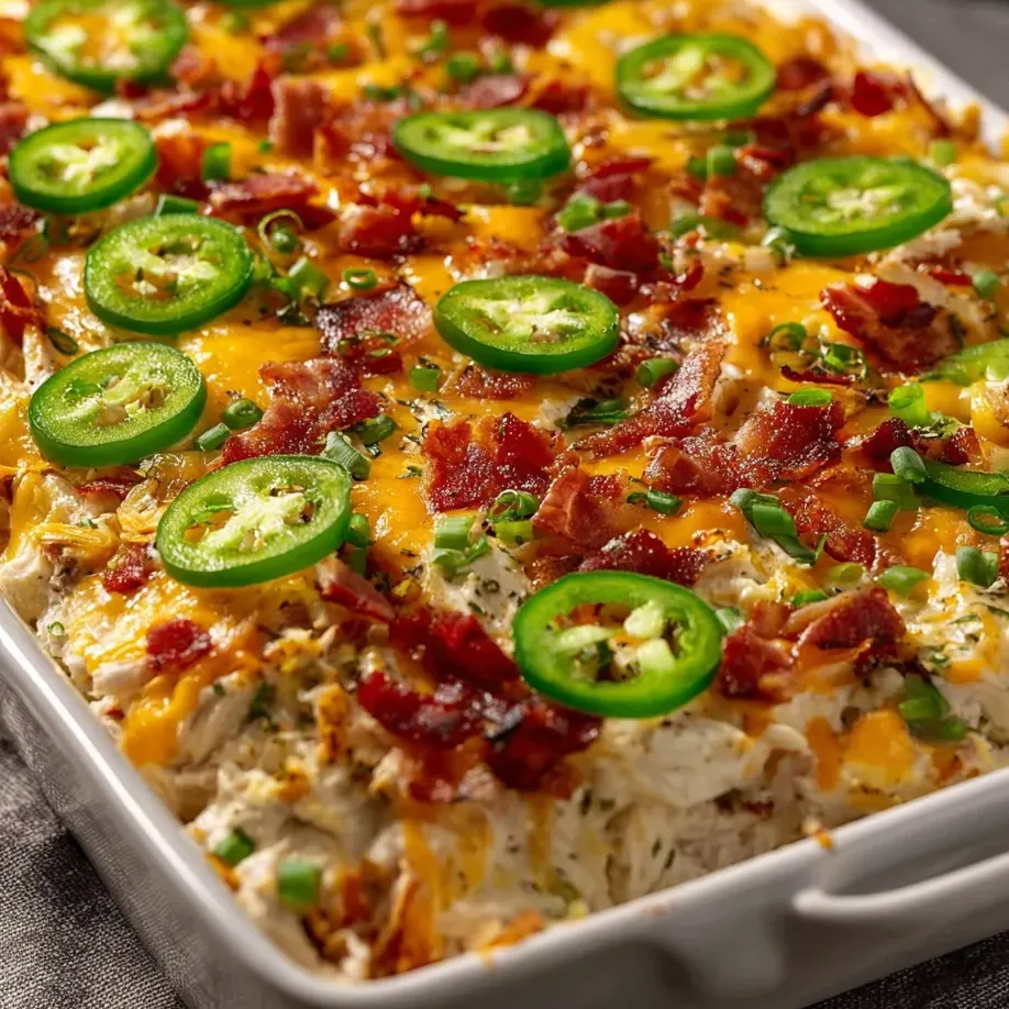 Un platillo con tocino y jalapeños.