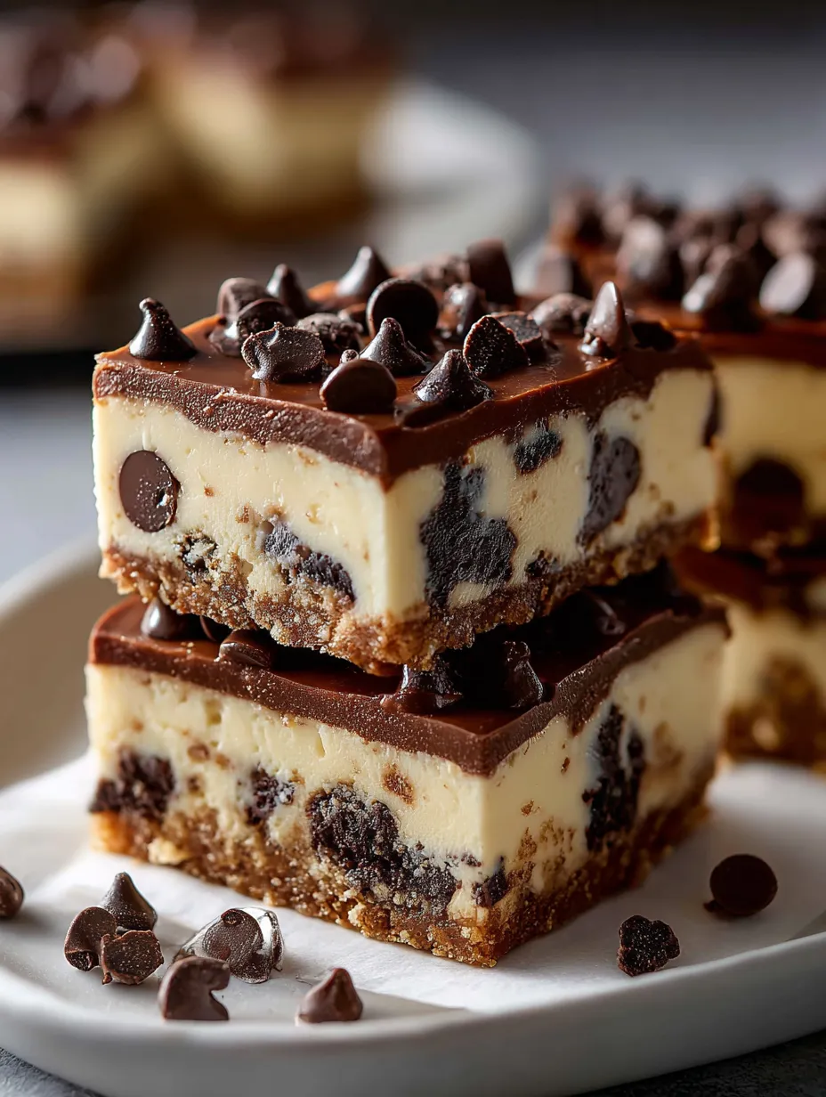 Un cuadrado de pastel de chocolate con chispas de chocolate.