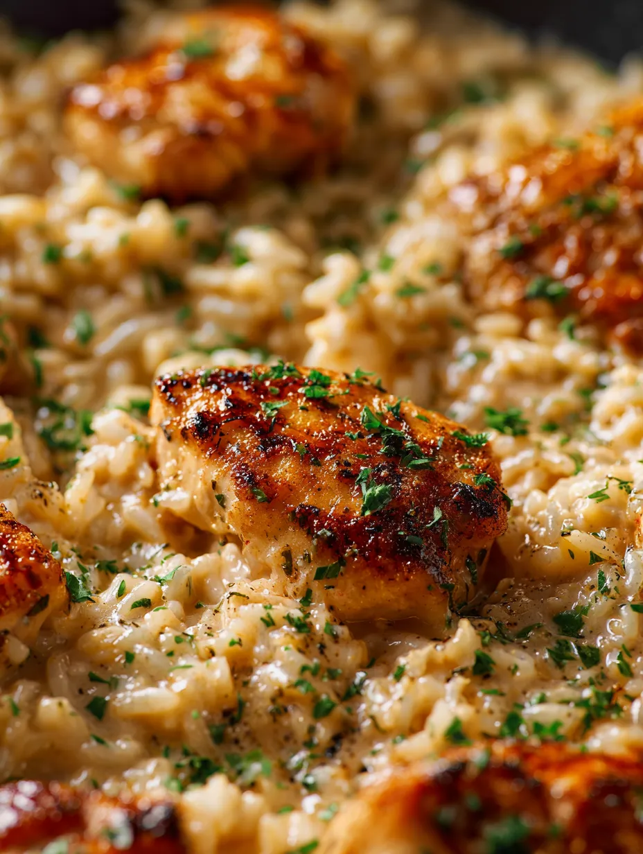 Un plato de arroz y pollo.