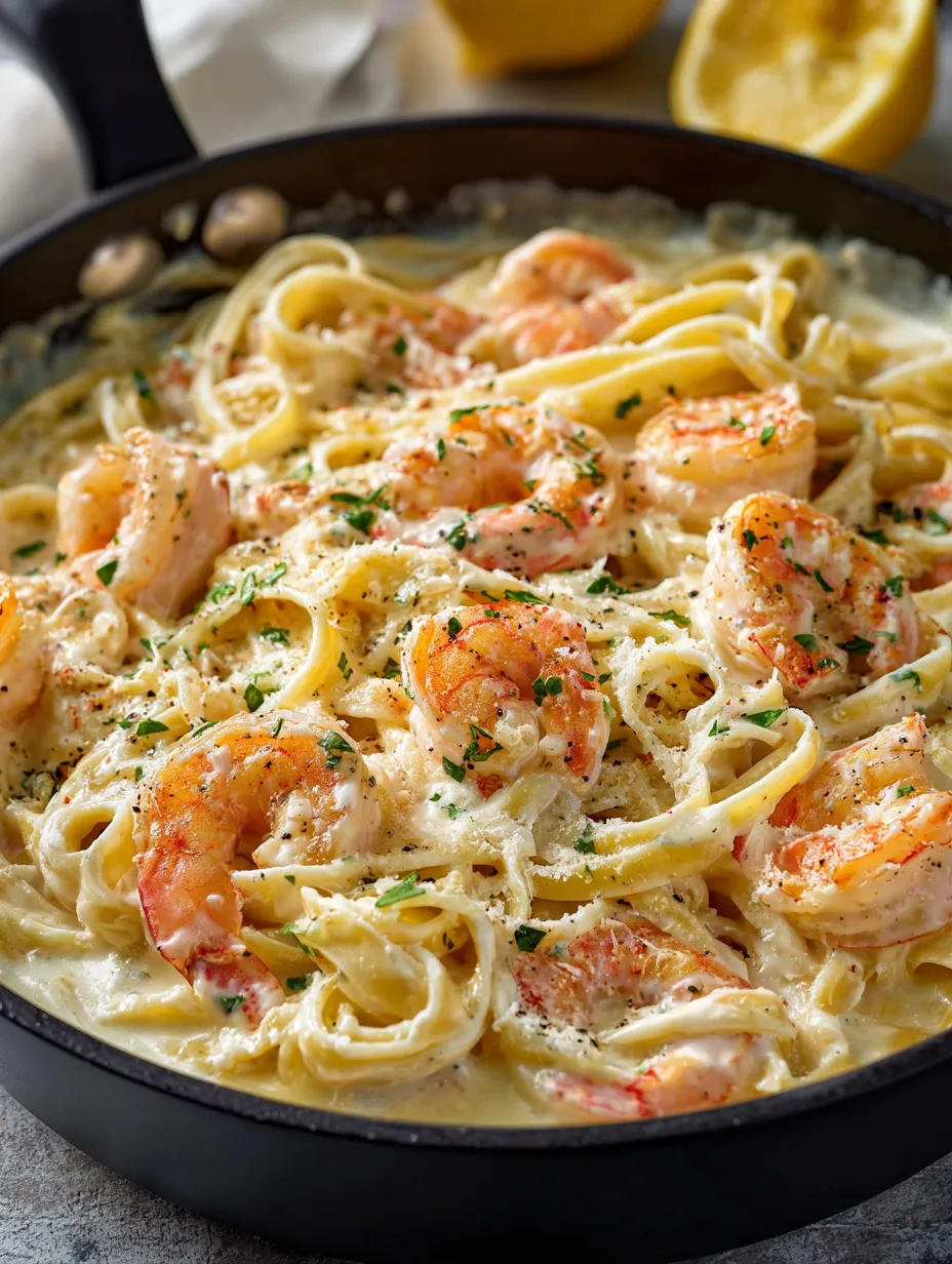 Un bol con camarones y fideos.