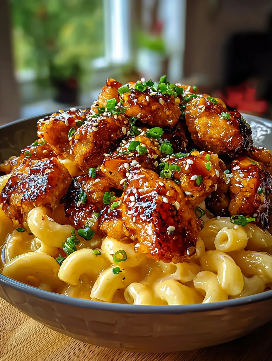 Un bol de comida con pollo y fideos.