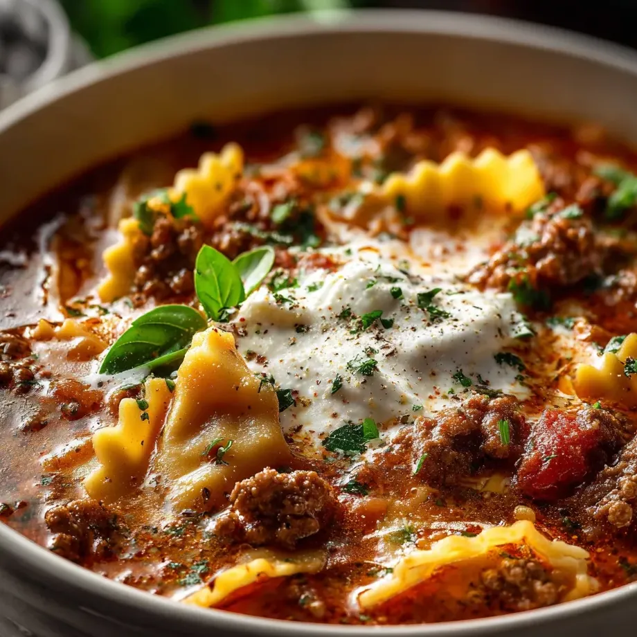 Un plato con pasta, carne y queso.