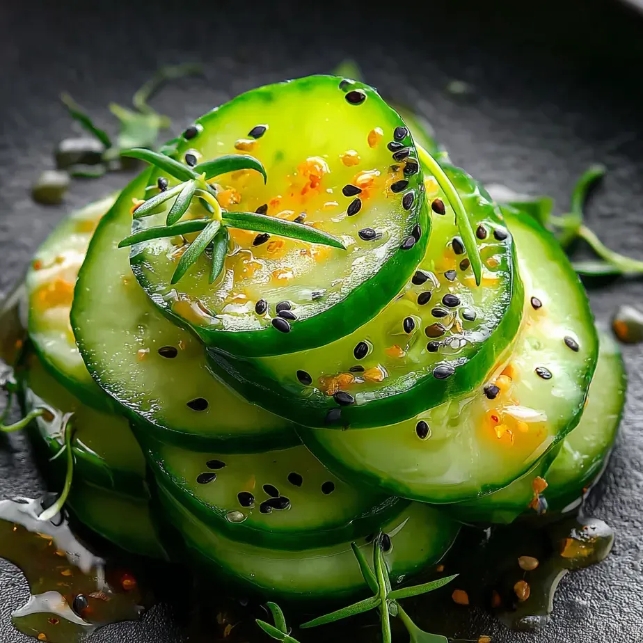 Un montón de rodajas de pepino con semillas sobre un plato.