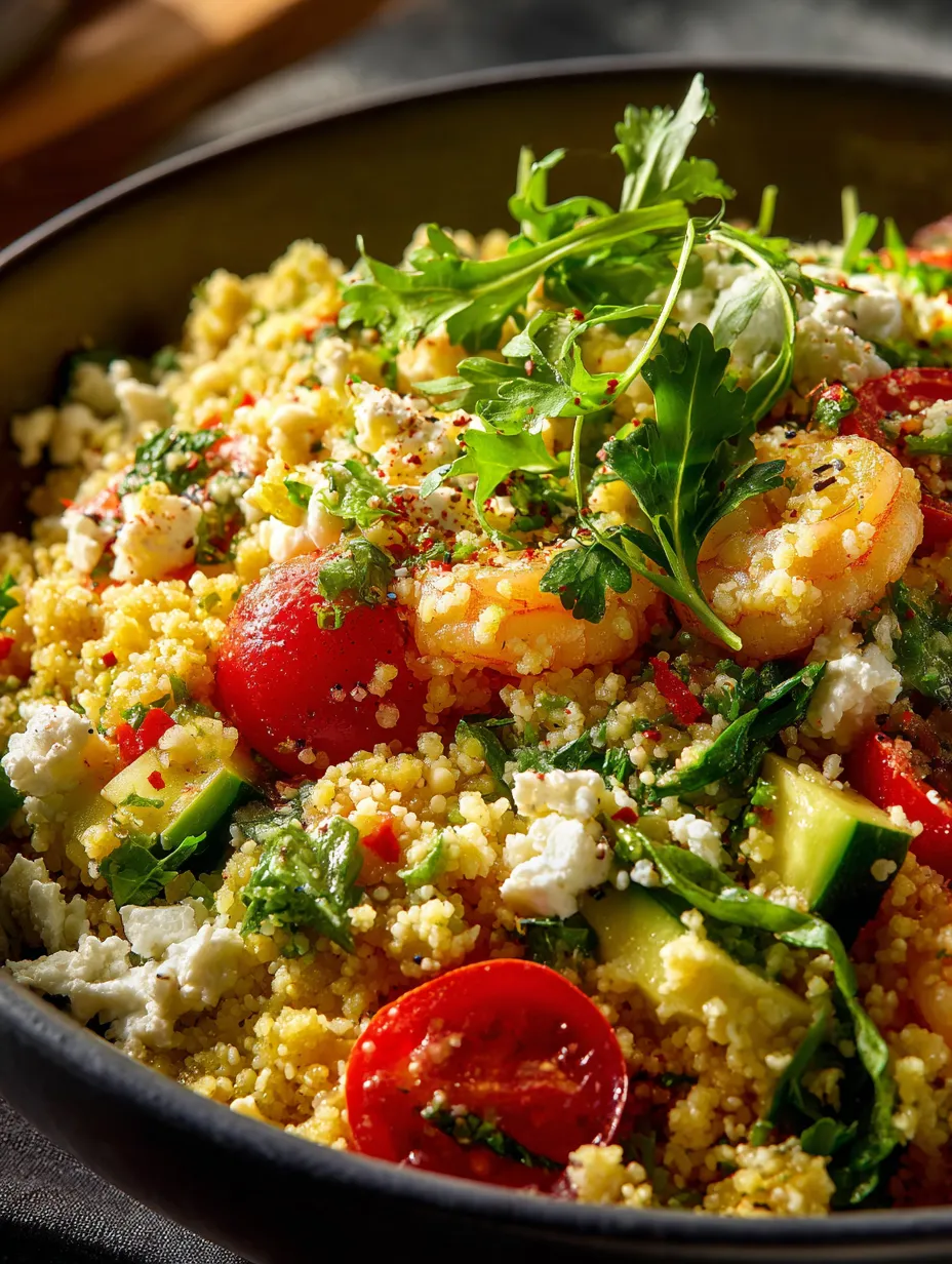 Un bol con tomates, pepinos y camarones.