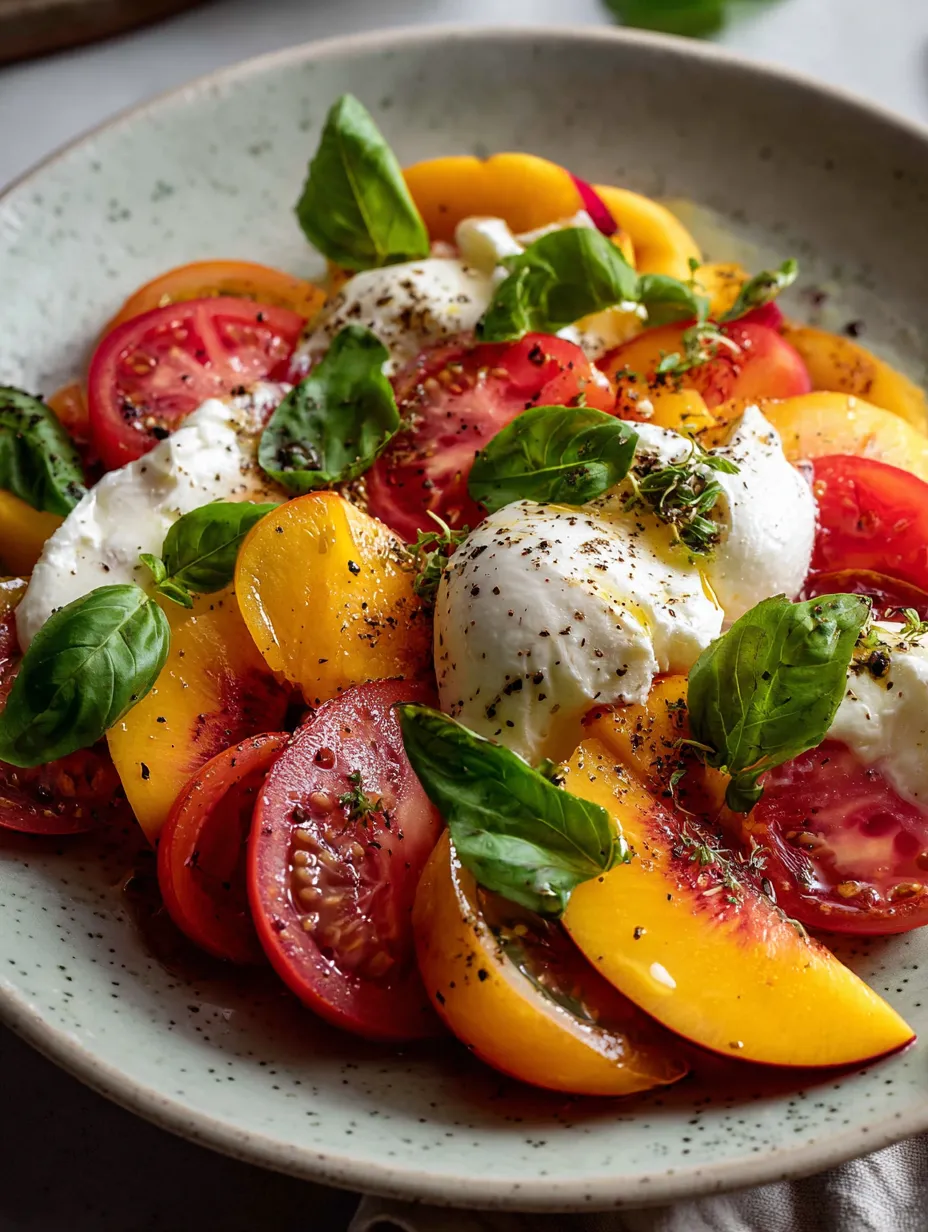 Un plato con tomates y queso.
