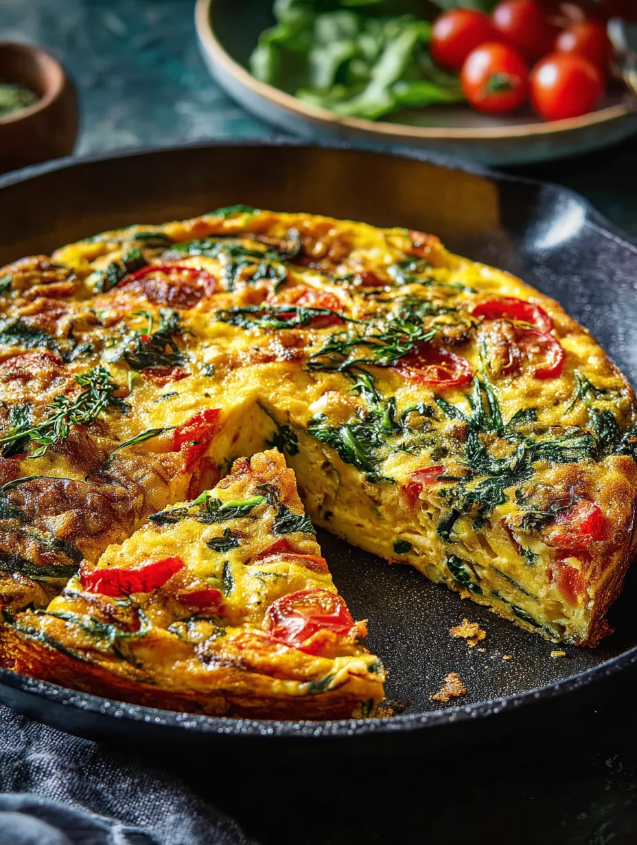 Porción de quiche de brócoli y tomate.