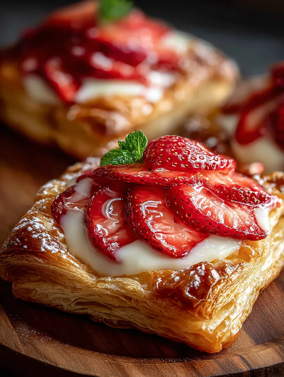 Un pastel con fresas en la parte superior.