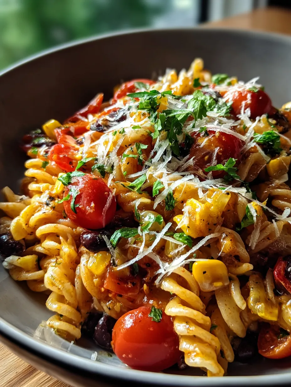 Un bowl de pasta con tomates y queso.