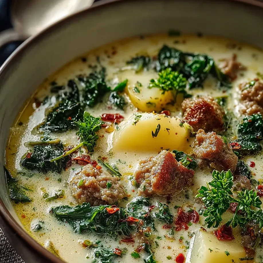 Un plato hondo con sopa, verduras y carne.