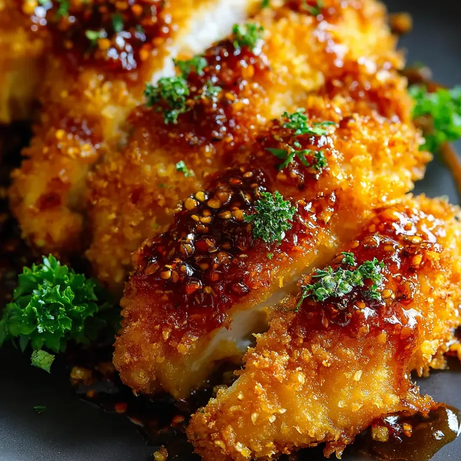 Un plato de pollo frito con salsa.