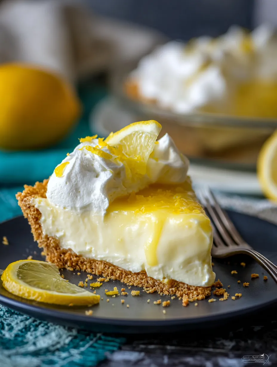Un trozo de pastel de merengue de limón.