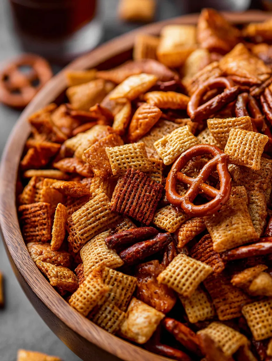 Un cuenco de snacks con un pretzel en el centro.