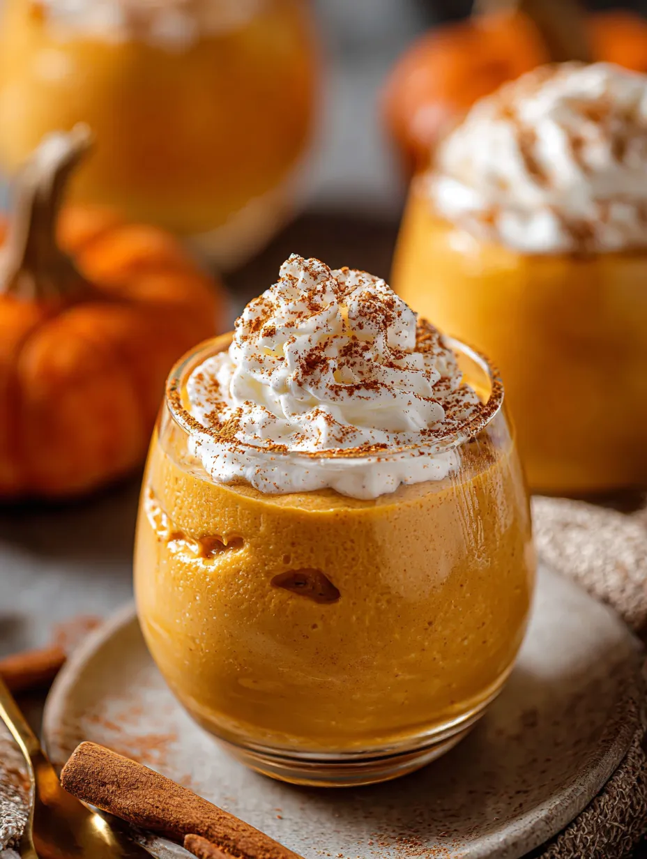 Vasito de mousse de calabaza con crema batida.