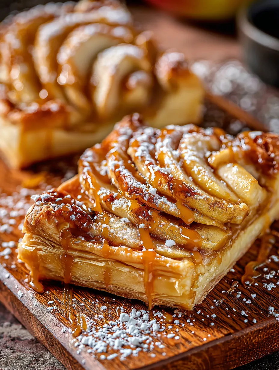 Una porción de tarta con salsa de caramelo encima.