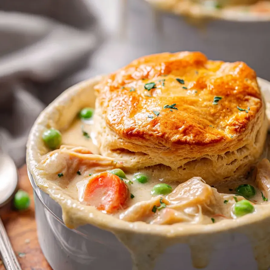 Un plato hondo con sopa cubierto con una galleta.