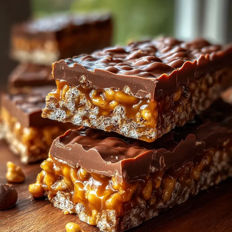 Barra de chocolate con caramelo encima.